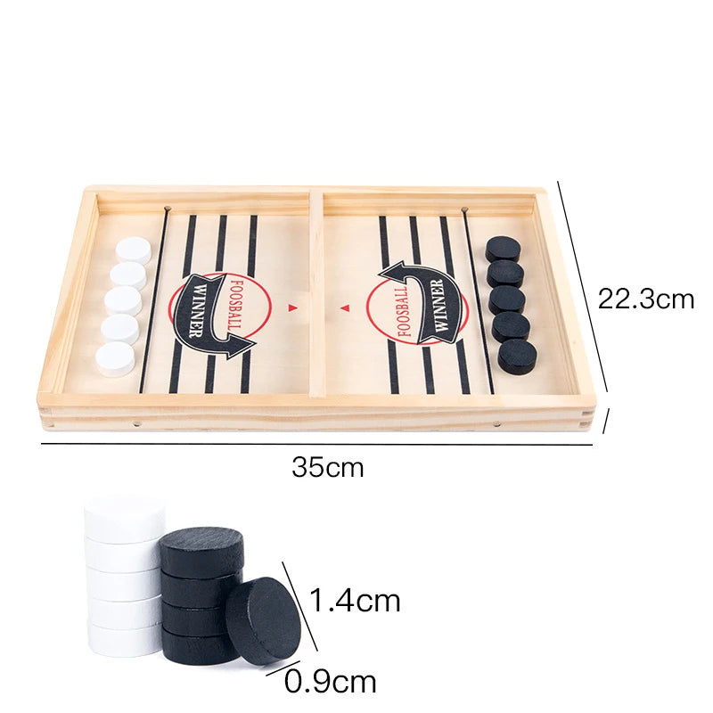 Slingshot Table Hockey Game – Fast-Paced Wooden Battle Board for Family Fun