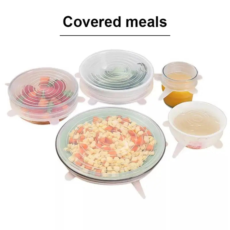 Silicone Stretch Lids 6-Piece Set – Reusable Fresh-Keeping Bowl Covers | Airtight Food Storage Lids for Refrigerator & Microwave