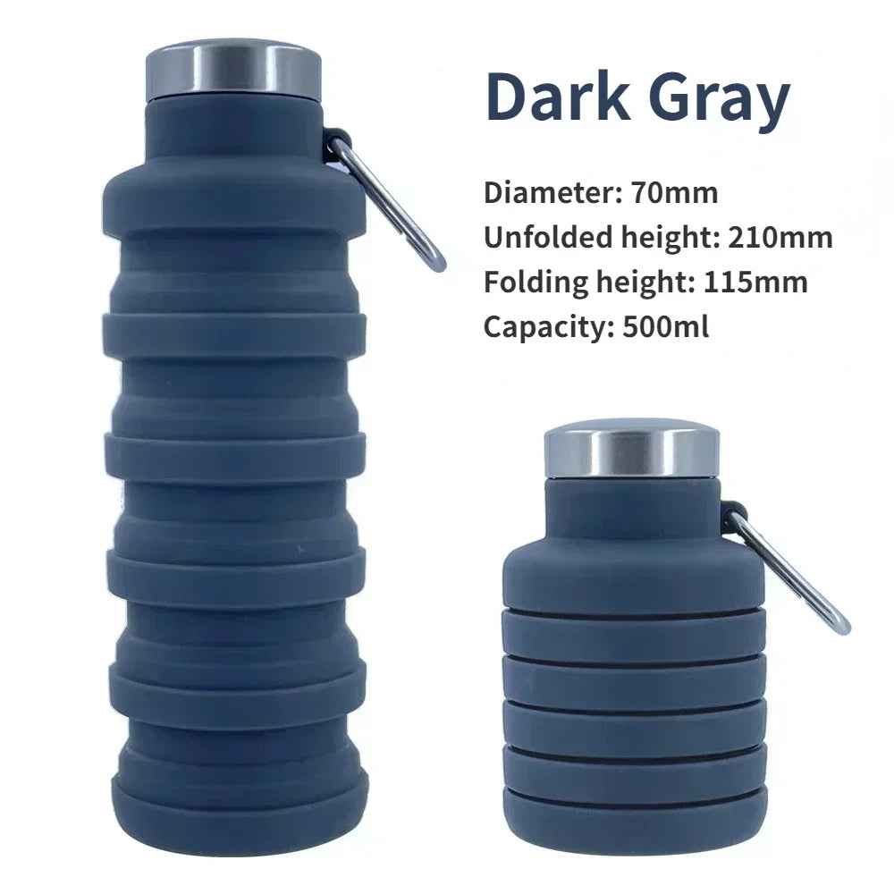 Portable Collapsible Silicone Water Bottle – 500ml Retractable Travel Cup for Sports, Cycling & Outdoor Adventures