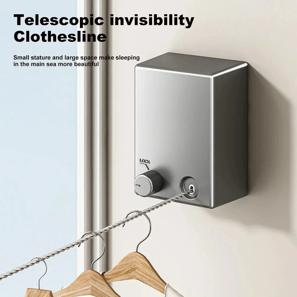 Retractable Clothesline β Wall-Mounted Stainless Steel Pull-Out Drying Rack for Indoor & Outdoor Use