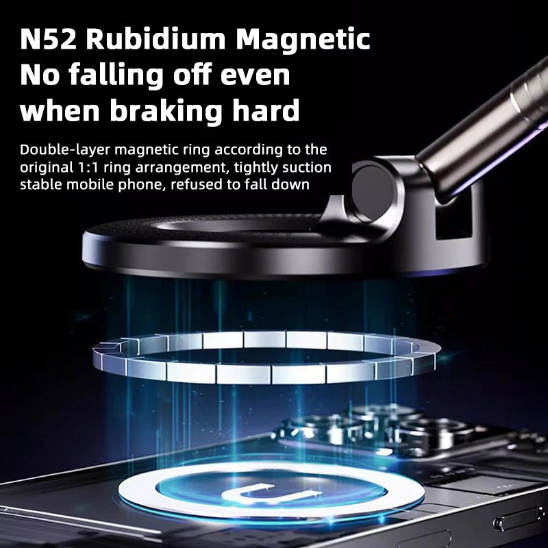Magnetic Phone Holder – 360° Rotating Car & Desk Mount with N52 Magnet & Vacuum Suction – Universal Phone Holder for Car, Office, Home