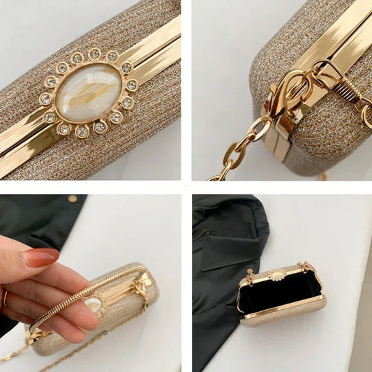 elegant wedding clutch purse with chain