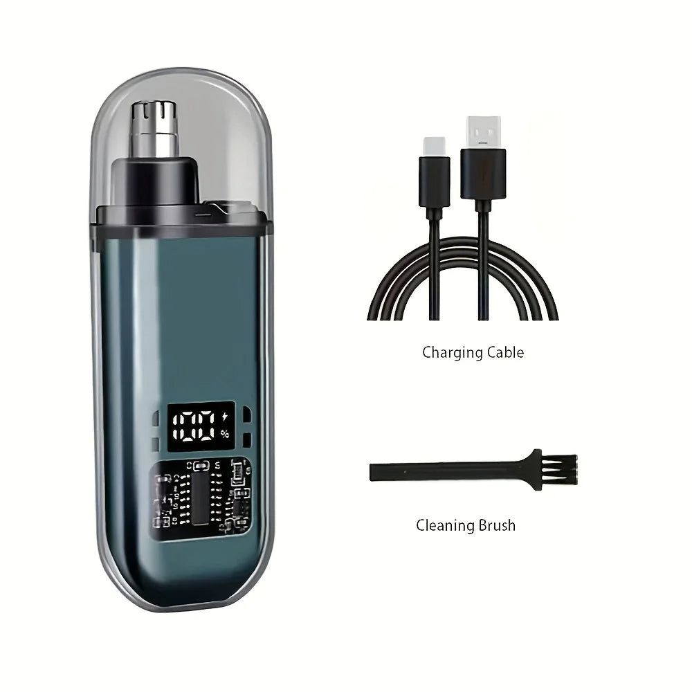 Portable USB Rechargeable Nose & Ear Hair Trimmer – Compact Electric Grooming Clipper for Men