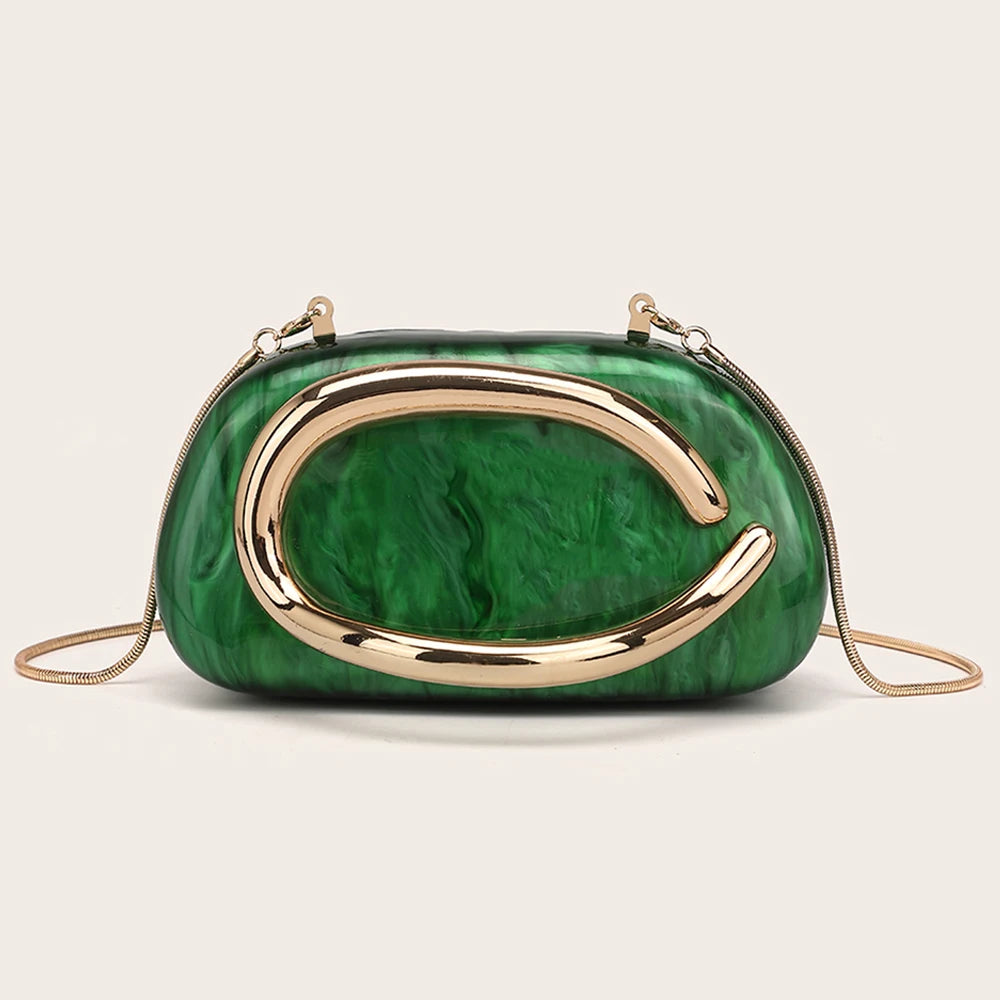 green clutch bag