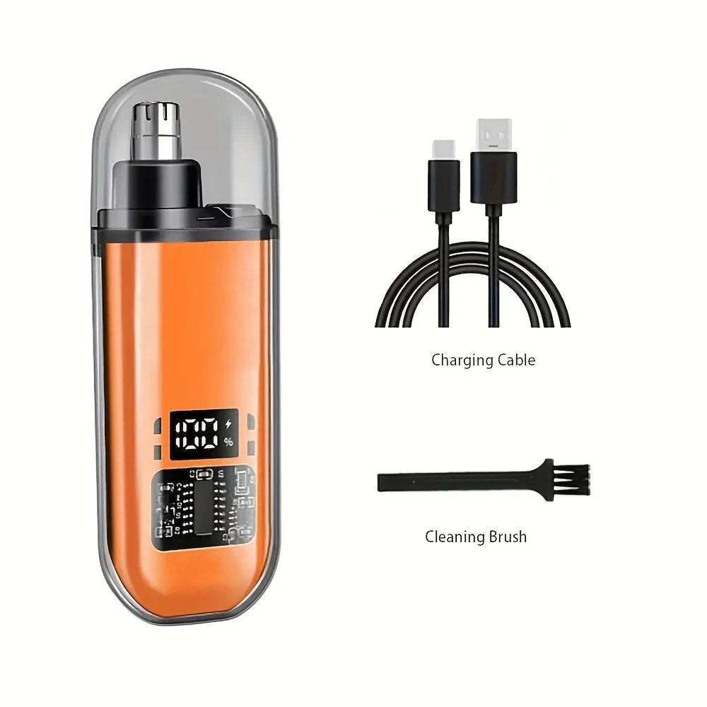 Portable USB Rechargeable Nose & Ear Hair Trimmer – Compact Electric Grooming Clipper for Men