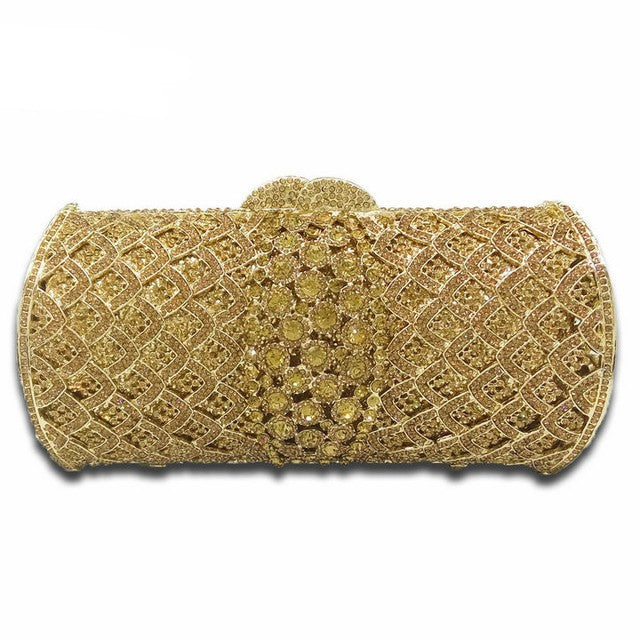 Rose-Gold Women Crystal Clutch Purses | Bridal Diamond Handbags