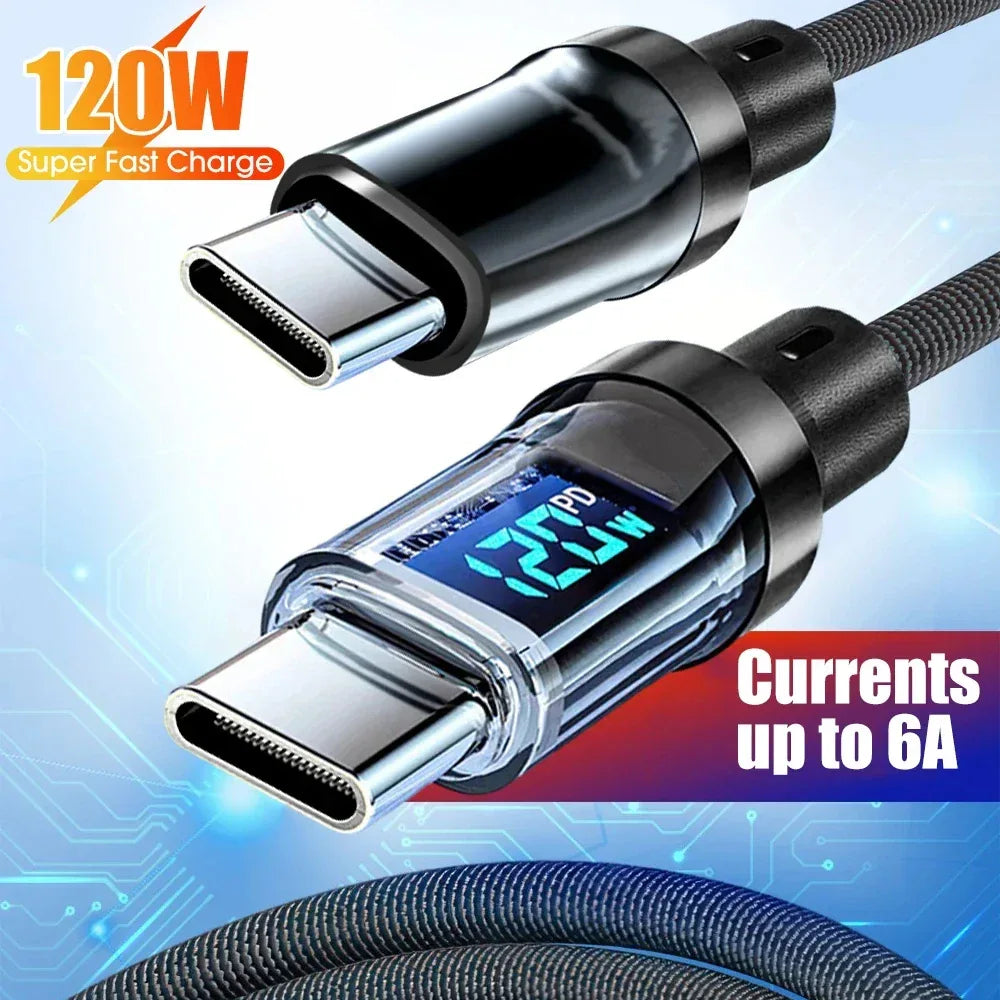 120w fast charging cable led display