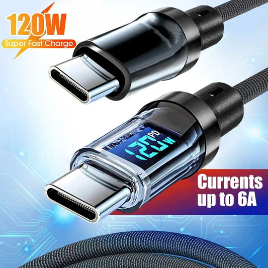 120w fast charging cable led display