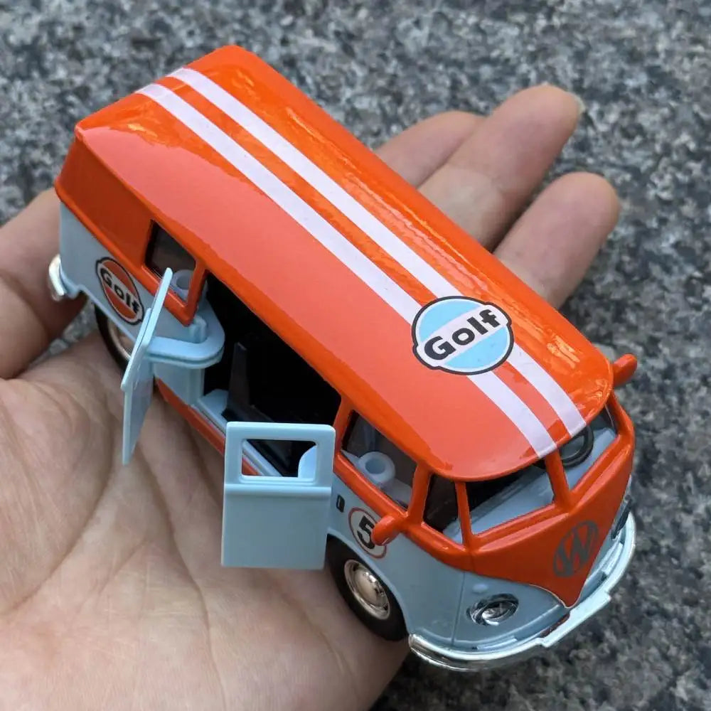 1:36 Volkswagen Gulf Orange Diecast Pull-Back Travel Bus Toy