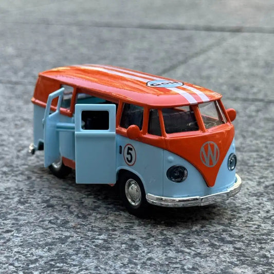1:36 Volkswagen Gulf Orange Diecast Pull-Back Travel Bus Toy