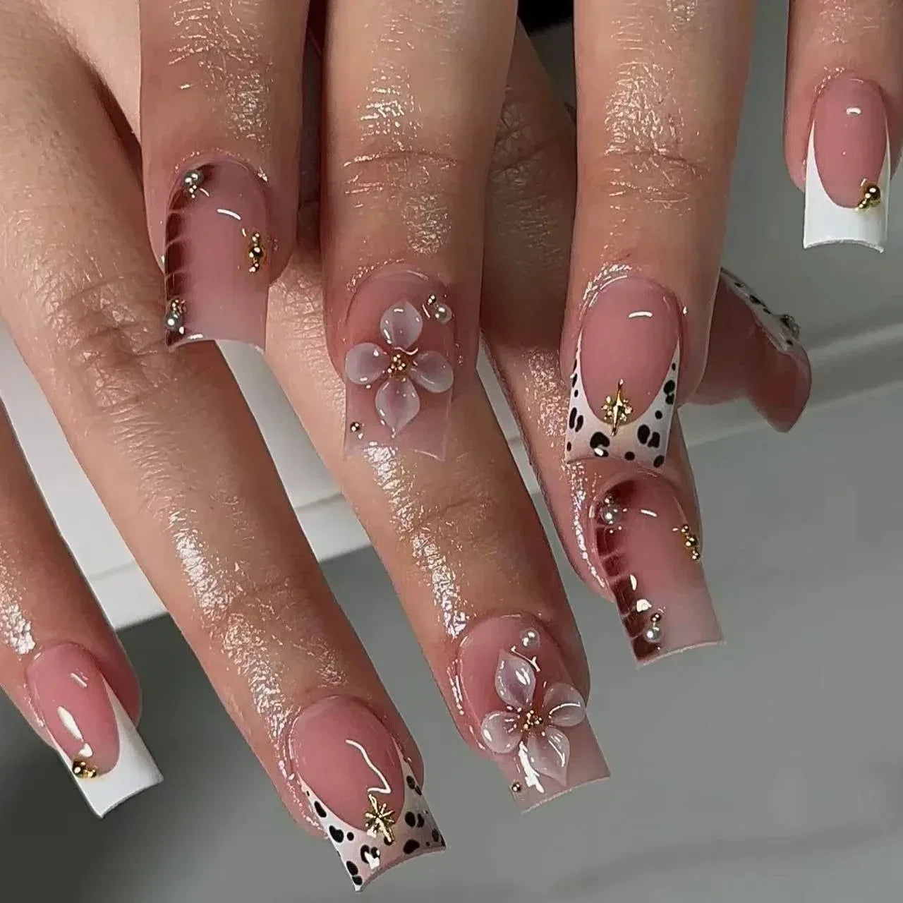 3D flower press on nails