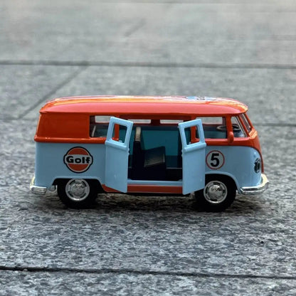 1:36 Volkswagen Gulf Orange Diecast Pull-Back Travel Bus Toy