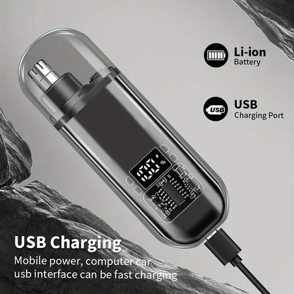 Portable USB Rechargeable Nose & Ear Hair Trimmer – Compact Electric Grooming Clipper for Men