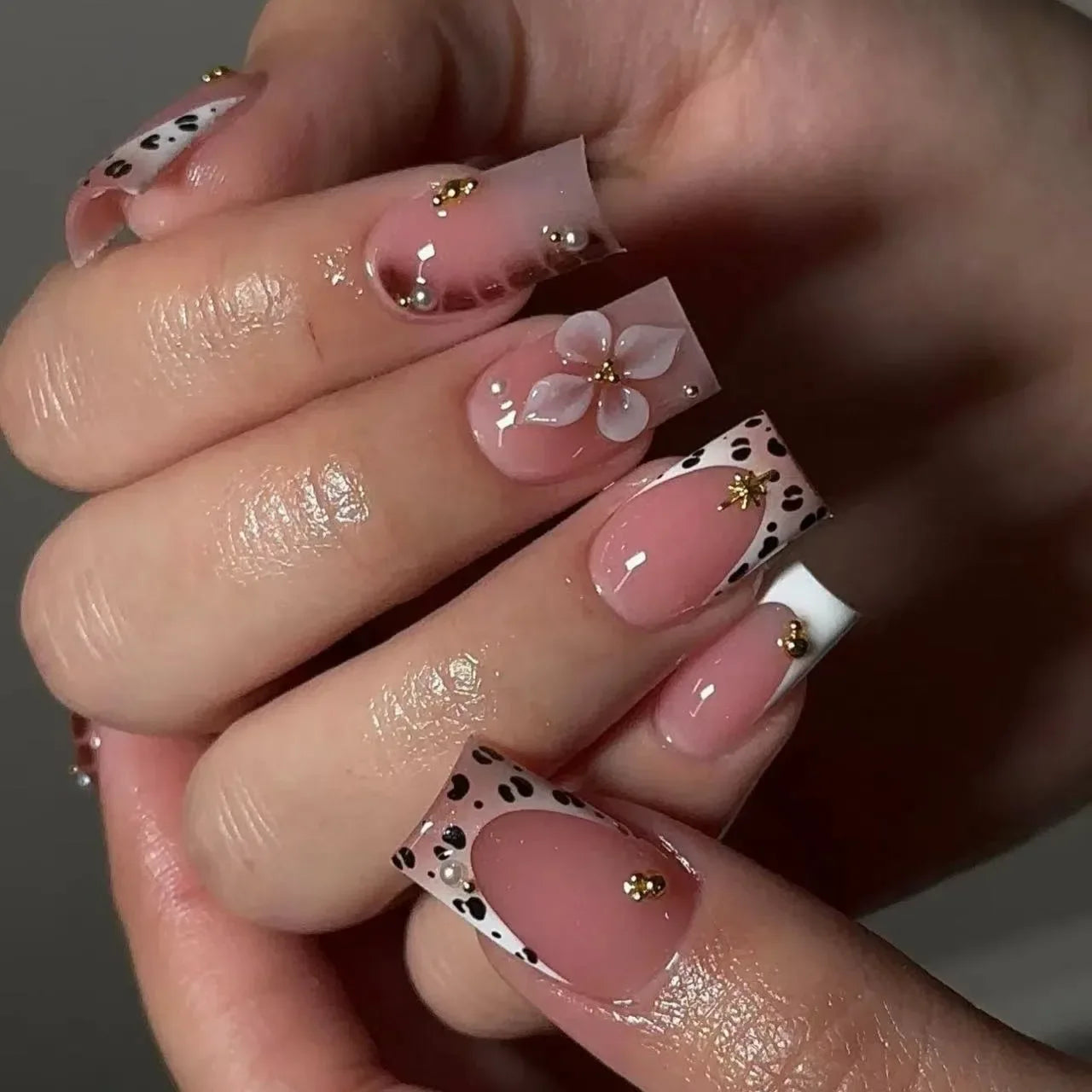 3d leopard press on nails