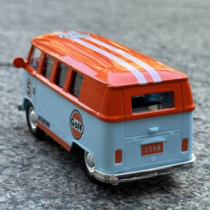 1:36 Volkswagen Gulf Orange Diecast Pull-Back Travel Bus Toy