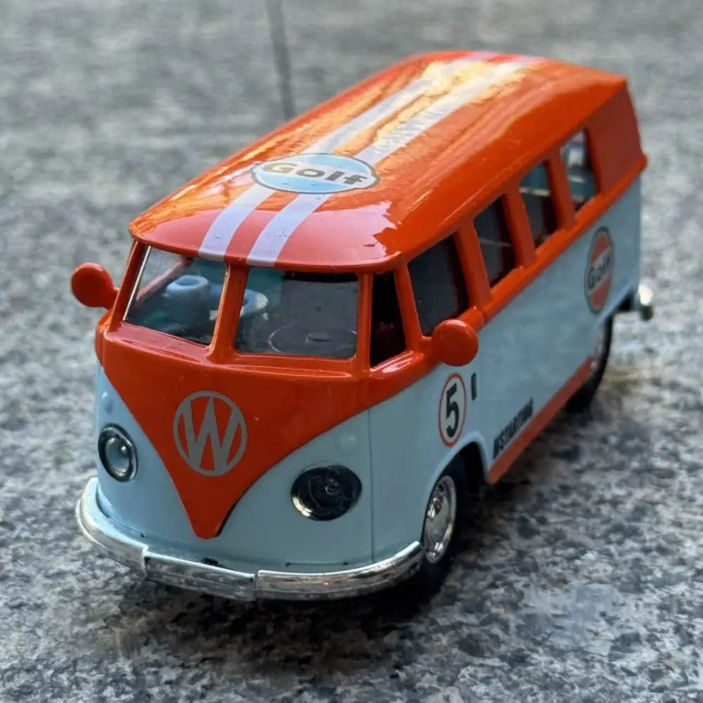1:36 Volkswagen Gulf Orange Diecast Pull-Back Travel Bus Toy