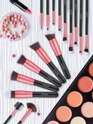 16 Piece Professional Makeup Brush Set with LED Mirror Case – Complete Cosmetic Brush Kit for Foundation, Powder, Eyeshadow, Blush & Concealer