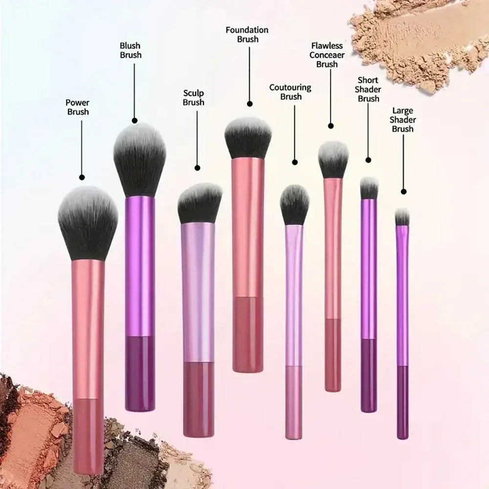 Makeup Brush Kit Soft 8pcs Synthetic Hair Make Up Brushes Foundation Blush Eyeshadow Cosmetic Makeup Tools