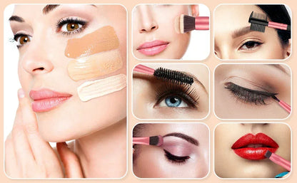 16 Piece Professional Makeup Brush Set with LED Mirror Case – Complete Cosmetic Brush Kit for Foundation, Powder, Eyeshadow, Blush & Concealer