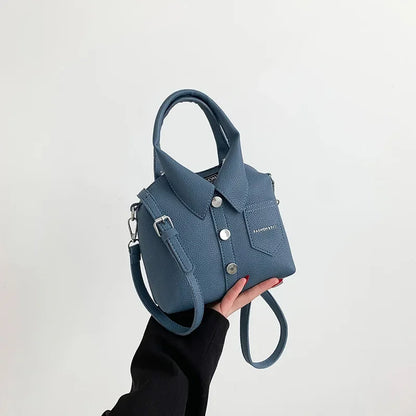 Blue PU Leather Designer Bag