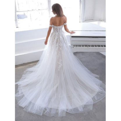 off the shoulder wedding dress