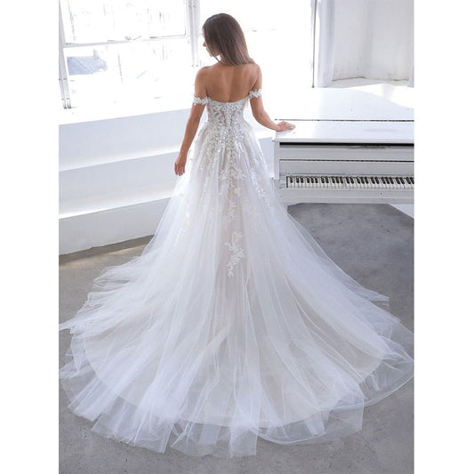 off the shoulder wedding dress