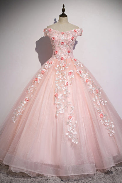 Lace Floral Print Off The Shoulder Ball Gown Quinceanera Dress 2025