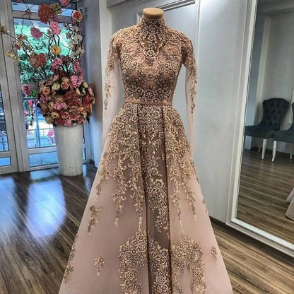 Golden Lace Off Shoulder Side Split Cocktail Party Dress