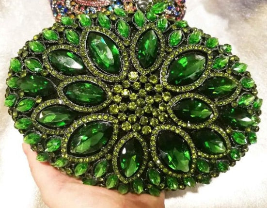 green rhinestone clutch bag