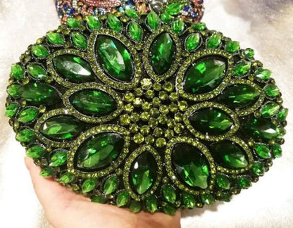 green rhinestone clutch bag