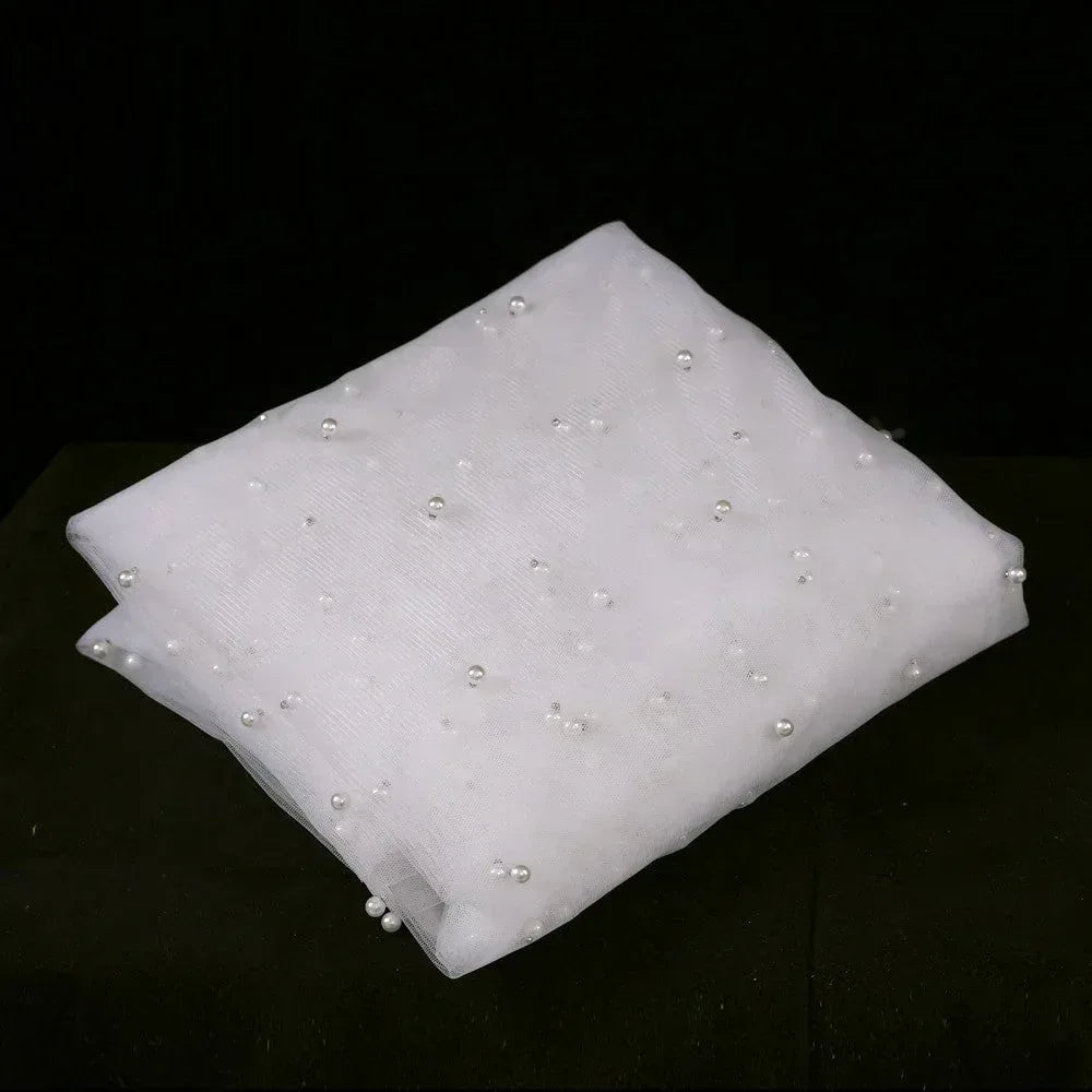 Cathedral Wedding Veil Pearls Wedding Veils with Comb 100% Handmade Beaded Wedding Accessories - SpyTrendz