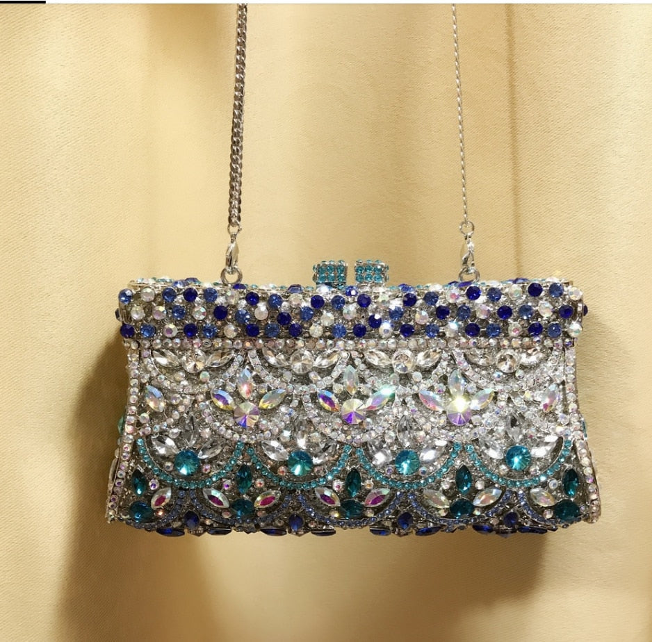 Diamond Colorful Clutch Bag For Party Bridal