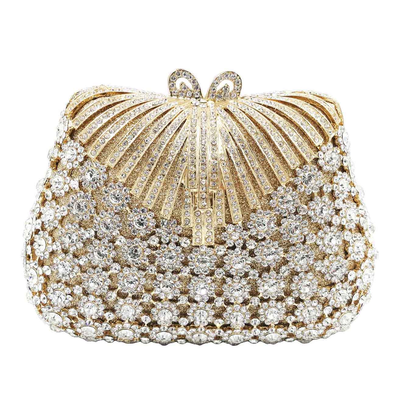 Luxury Silver Diamond Wedding Party Bridal Clutch Bags | Colorful Crystal Evening Bags