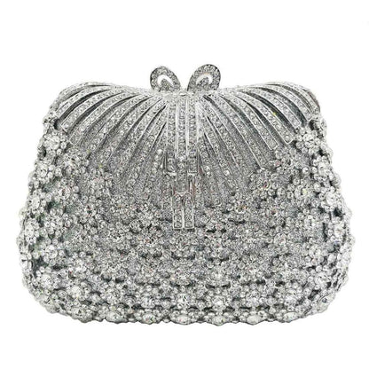 Luxury Silver Diamond Wedding Party Bridal Clutch Bags | Colorful Crystal Evening Bags