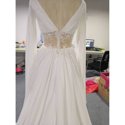 v neck wedding dress