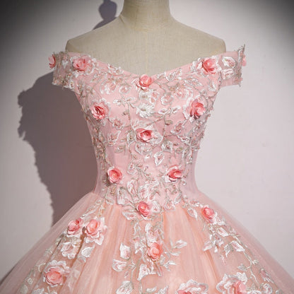 Lace Floral Print Off The Shoulder Ball Gown Quinceanera Dress 2025