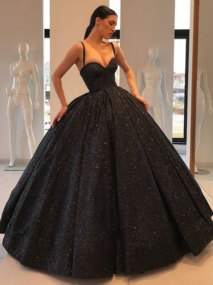 Ball Gown Black Evening Dress | Puffy Sweetheart Evening Party Gowns Glitter Dubai Party Dresses Plus Size