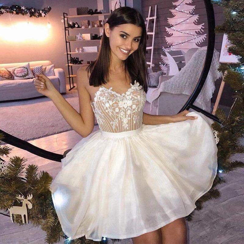 Short Spaghetti Backless Appliques Beads Cocktail Party Dresses