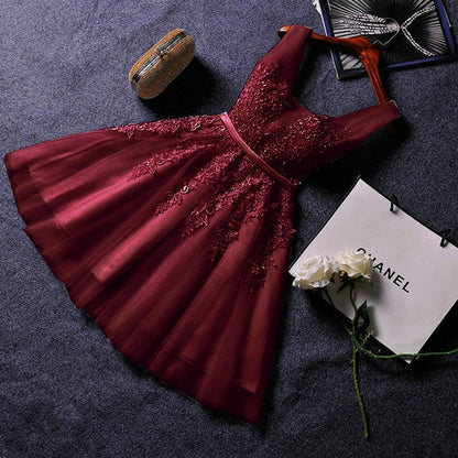 dark red prom dress