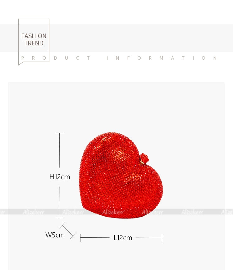 Heart Shaped Crystal Evening Clutch Bag For Women