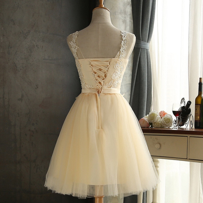 Tulle Lace Up Back Prom Dress With Bow Pleated