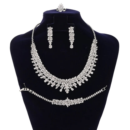 Bridal Zirconia Jewelry Set for Women – Luxury Necklace, Earrings, Ring & Bracelet Wedding Party Gift