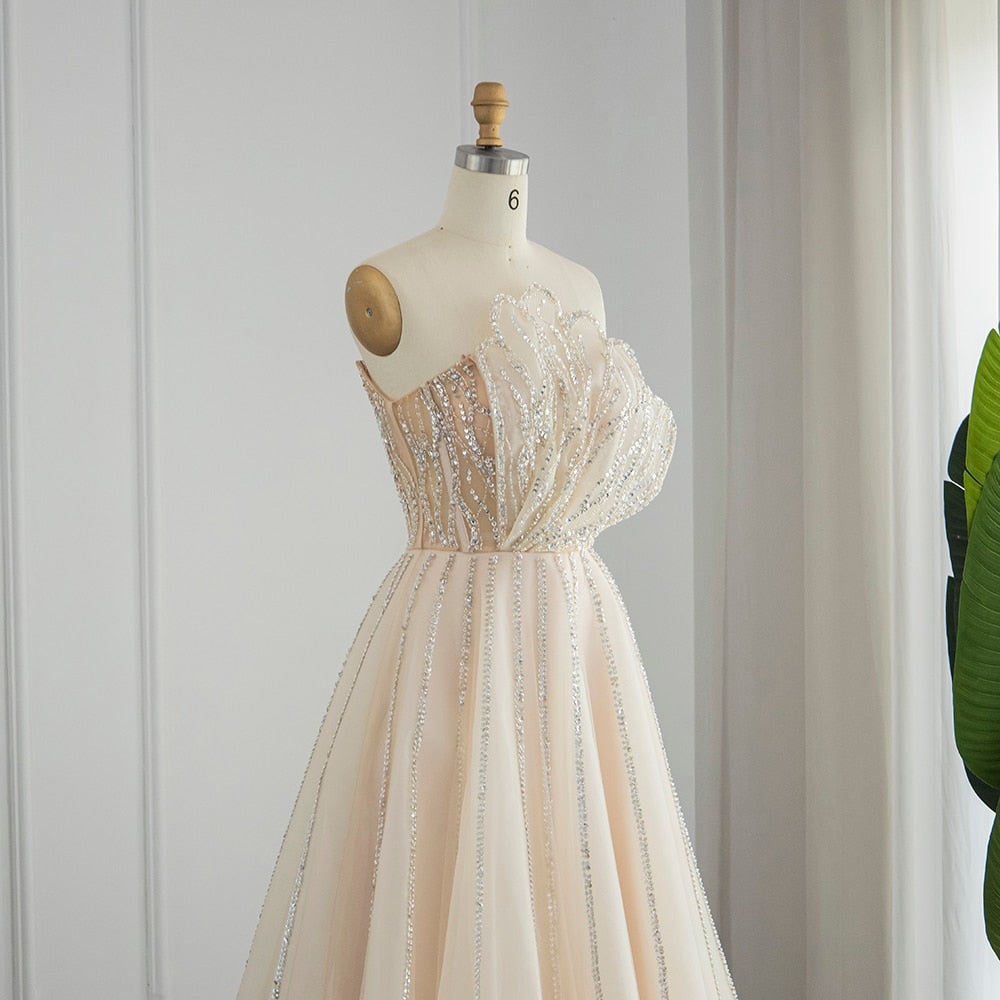 Luxury Beading Lilac Dubai Evening Dress