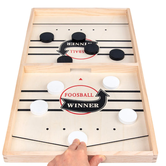 Slingshot Table Hockey Game – Fast-Paced Wooden Battle Board for Family Fun