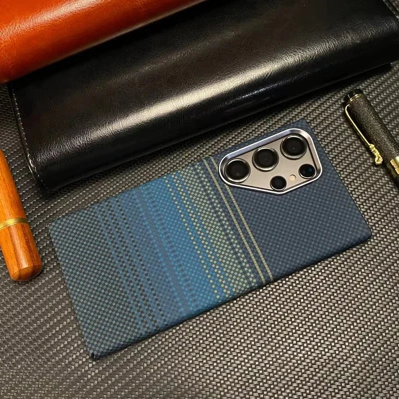 3D Carbon Fiber Texture MagSafe Case for Samsung Galaxy S23 S24 S25 Ultra – Magnetic Wireless Charging Shockproof Hard PC Cover with Alloy Lens Protection