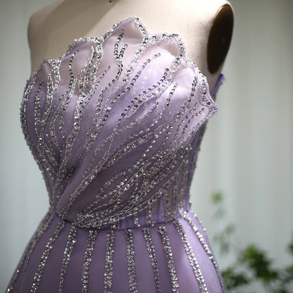 Luxury Beading Lilac Dubai Evening Dress