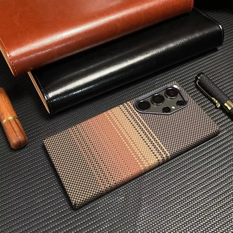 3D Carbon Fiber Texture MagSafe Case for Samsung Galaxy S23 S24 S25 Ultra – Magnetic Wireless Charging Shockproof Hard PC Cover with Alloy Lens Protection