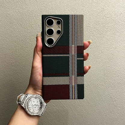 Abstract Geometric MagSafe Case for Samsung S23/S24/S25 Ultra – Alloy Lens Protection, Shockproof Carbon Fiber Texture Hard PC Back Cover