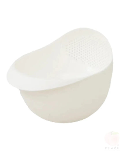 Rice Basket – Compact Plastic Drain Sieve for Rice, Fruits & Vegetables | Space-Saving Kitchen Strainer (White)