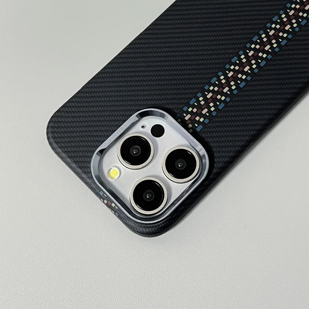 Luxury Carbon Fiber Slim Case for iPhone – Ultra-Thin Hard PC Cover with Alloy Lens Protection | Shockproof & Anti-Fingerprint